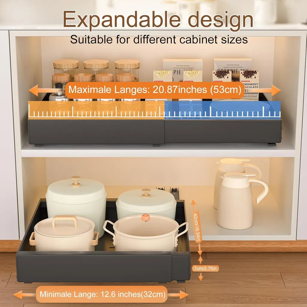 Aménagement de placard cuisine : tiroir extensible pour rangement bas - 2