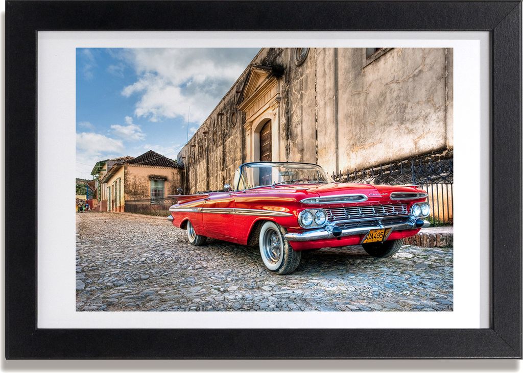 Bild 30x20 MDF-Rahmen, Wandkunst roter Chevrolet