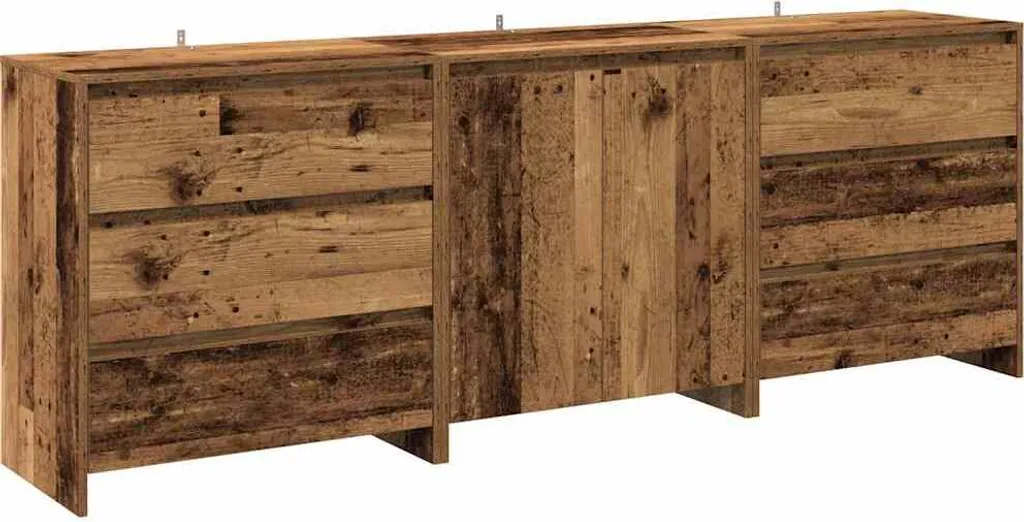 Buffet vintage 3 pièces bois vieilli : du charme sans l'entretien