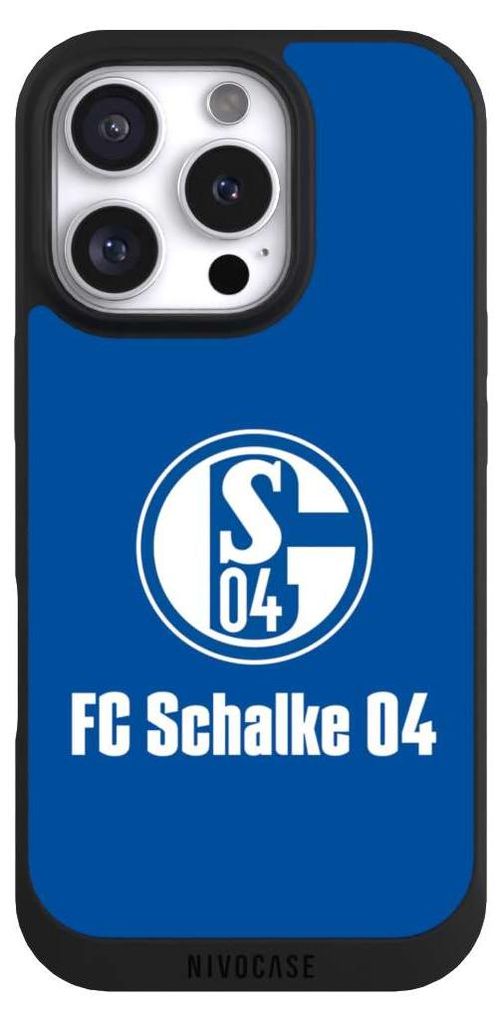 NIVOCASE Handyhülle für Apple iPhone 16 Pro Hülle NIVOpure Case Schwarz FC Schalke 04 Logo Offizielles Lizenzprodukt