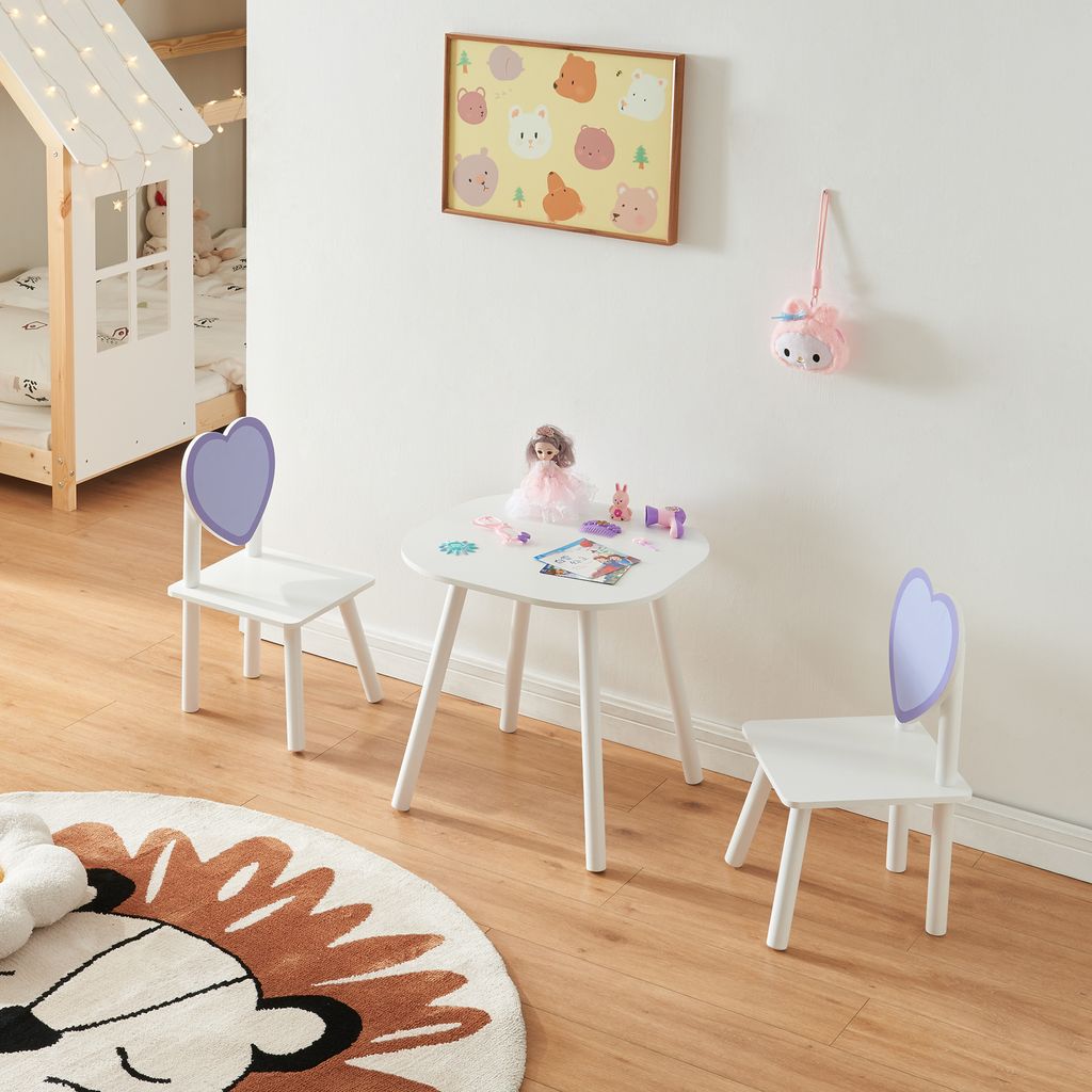 Kindersitzgruppe 'Siljan' Tisch + 2 Stühle mit Herz-Design Produktbild 