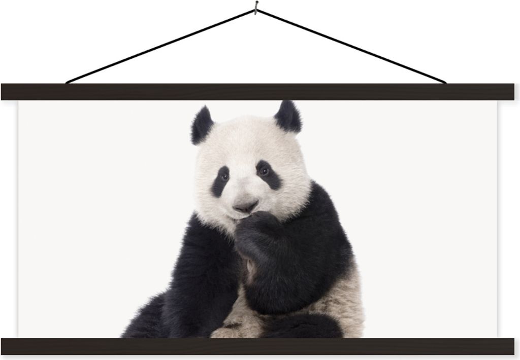 MuchoWow Textilposter Panda - Tiere - Jungen - Mädchen - Pandabär 60x30 cm mit schwarzem Rahmen - Textilien