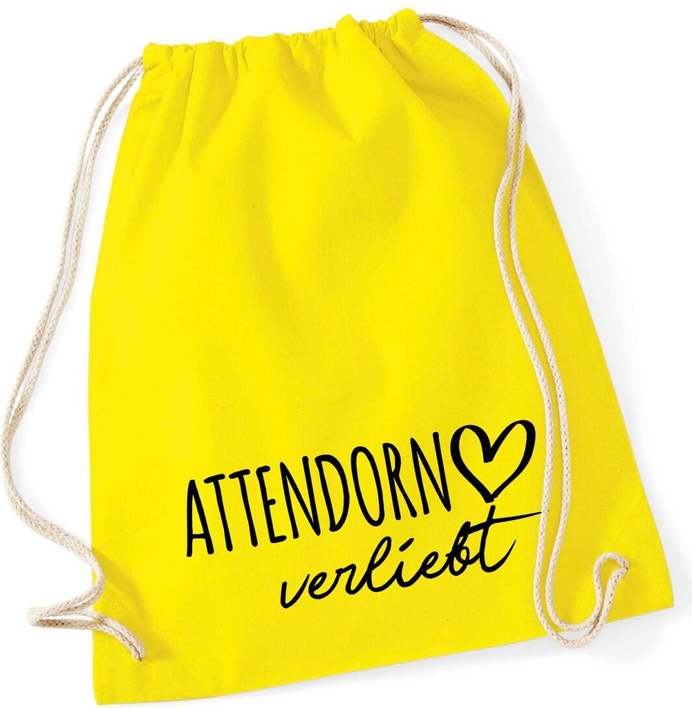 Huuraa Turnbeutel Attendorn verliebt 12 Liter Yellow Baumwolle Rucksack Geschenkidee
