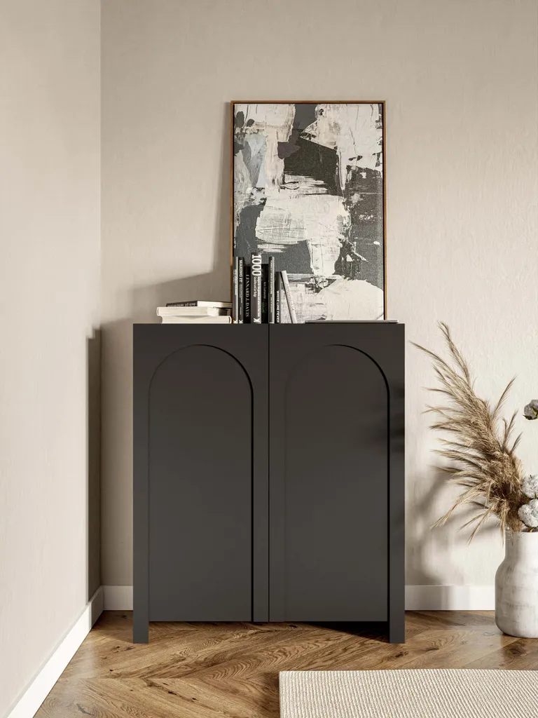 Meuble Rangement Noir 100cm pour Salon et Entrée - Sideboard Arco Chic - 6