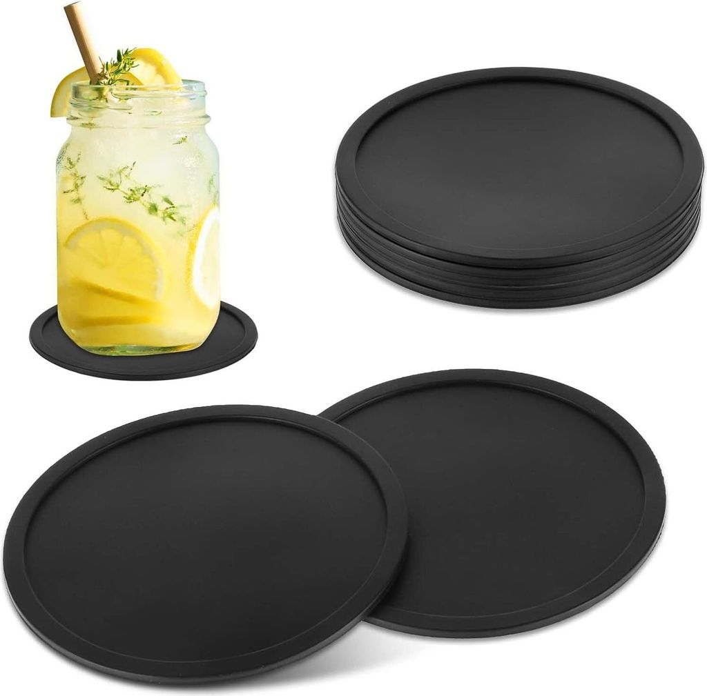 Untersetzer Gläser 6 Stück Untersetzer Tisch Aus Silikon Schwarz Tischuntersetzer Hitzebeständig rutschfest Silikon Untersetzer für Tisch Schre...