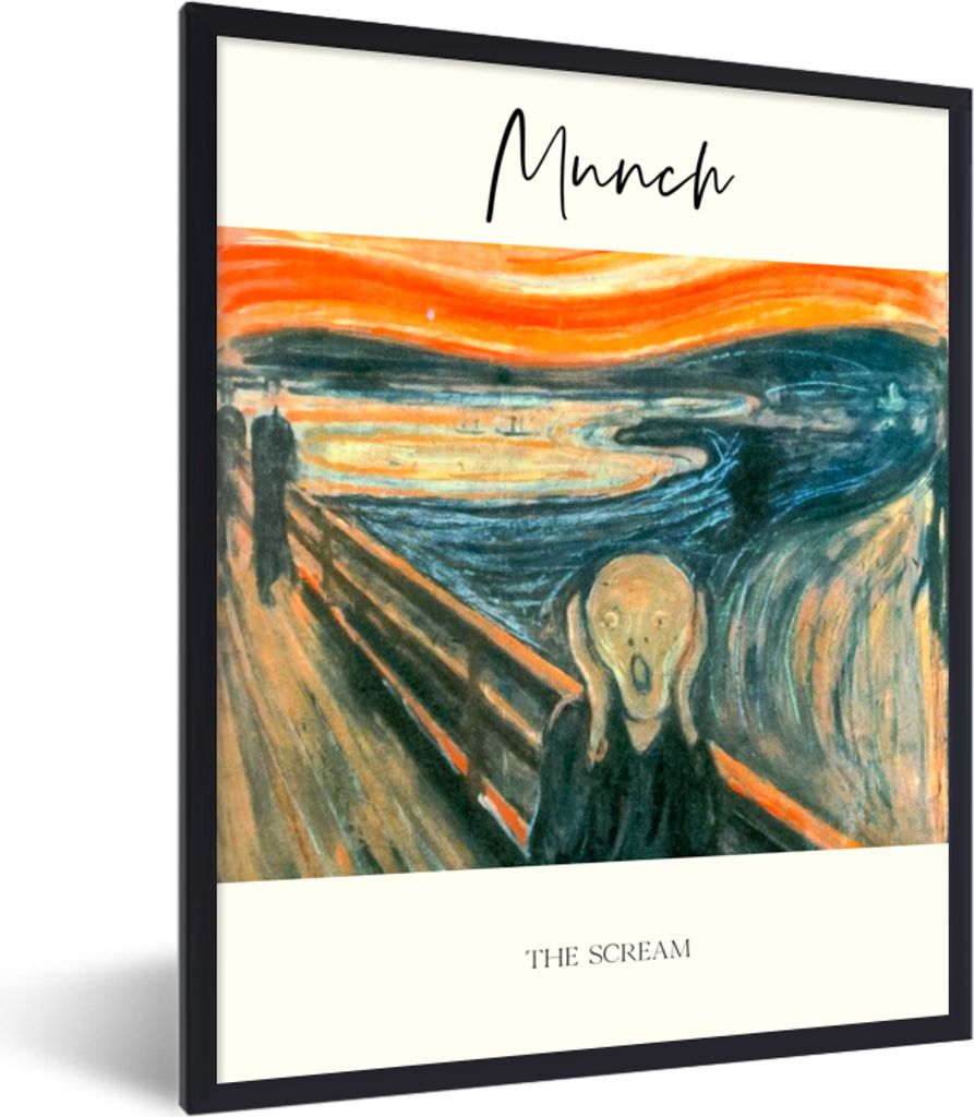 MuchoWow Gerahmtes Poster Gemälde - Der Schrei - Edvard Munch 30x40 cm - Poster mit Schwarzem Bilderrahmen Wandposter Rahmen Foto Bilder - Wandd...