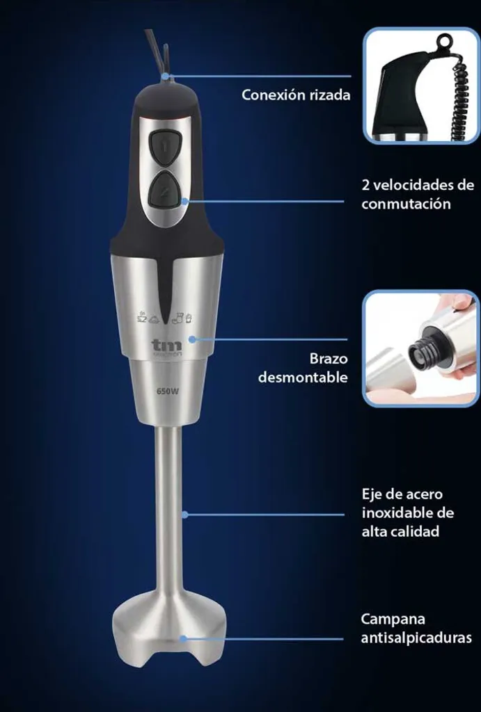 Mixeur Plongeant Ergonomique 400W TM Electron TMPBA008 Câble de 2m - 7