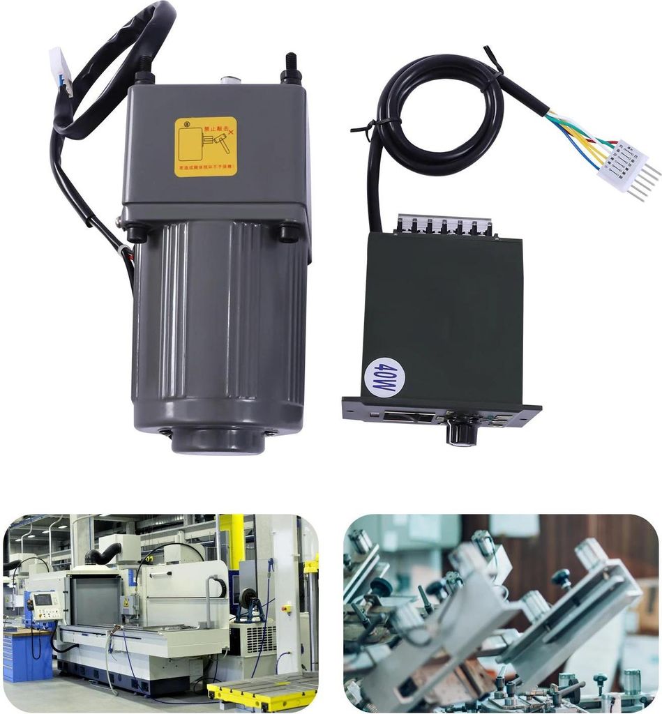 Industrieller Getriebemotor mit Drehzahlregler - AC 220V 40W - Übersetzung 20:1 (20K), stufenlos 0–68 U/min, Aluminiumlegierung, Kupferspule - Rot