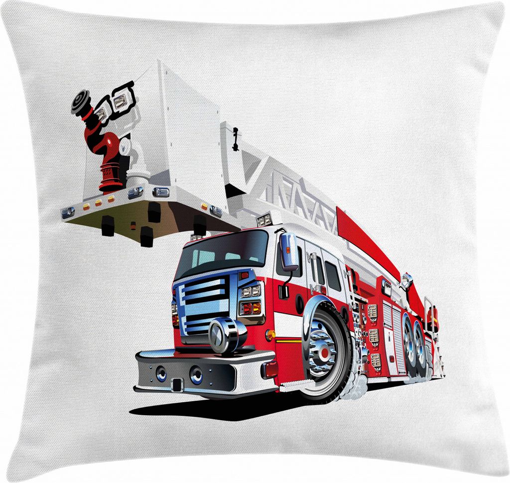 ABAKUHAUS LKW Kissenbezug, 911 Notfall Feuerwehrauto, mit Reißverschluss Waschbar Beidseitiger Digitaldruck Klare Farben Hochwertige Stoff, 50 x 5...