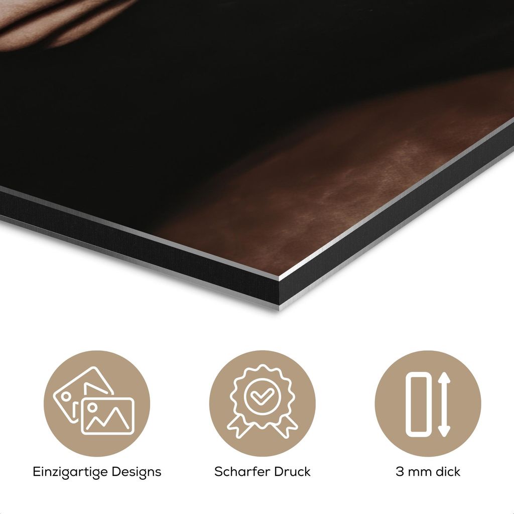 MuchoWow Wanddekoration Metall Metallbild Wandkunst 30x40 cm Herz - Cocktail - Espresso Martini - Hand MuchoWow Aluminium Gemälde - Bilder