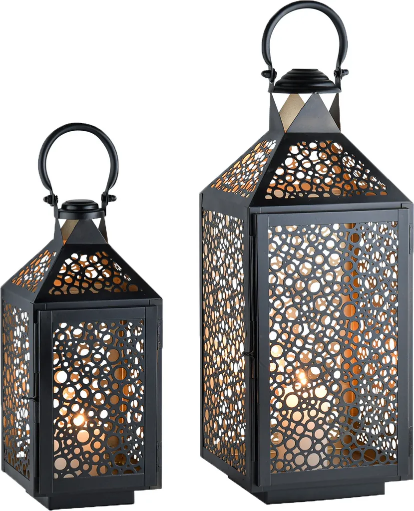 Lanterne scandinave Flavio lot de 2 photophores design en métal noir