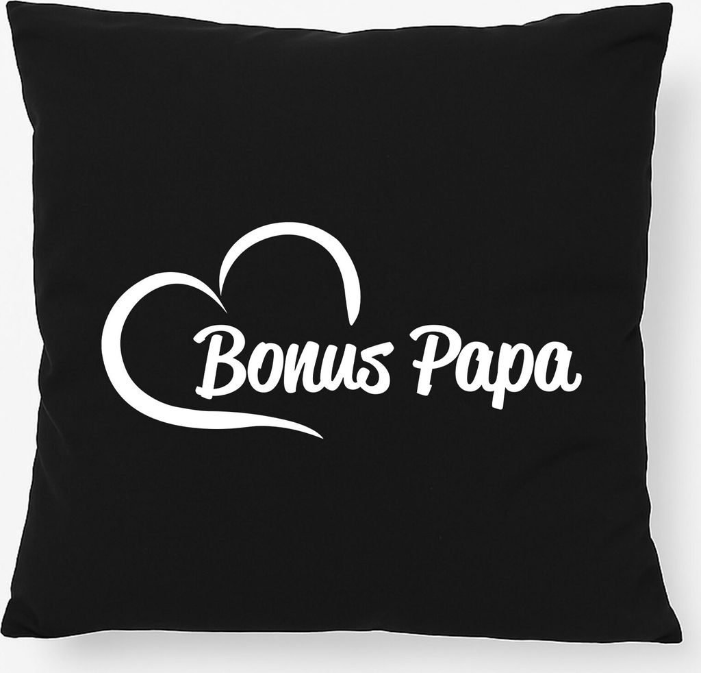 Huuraa Kissen Bonus Papa Herz 40x40cm mit Füllung Black Baumwolle Dekokissen Geschenkidee