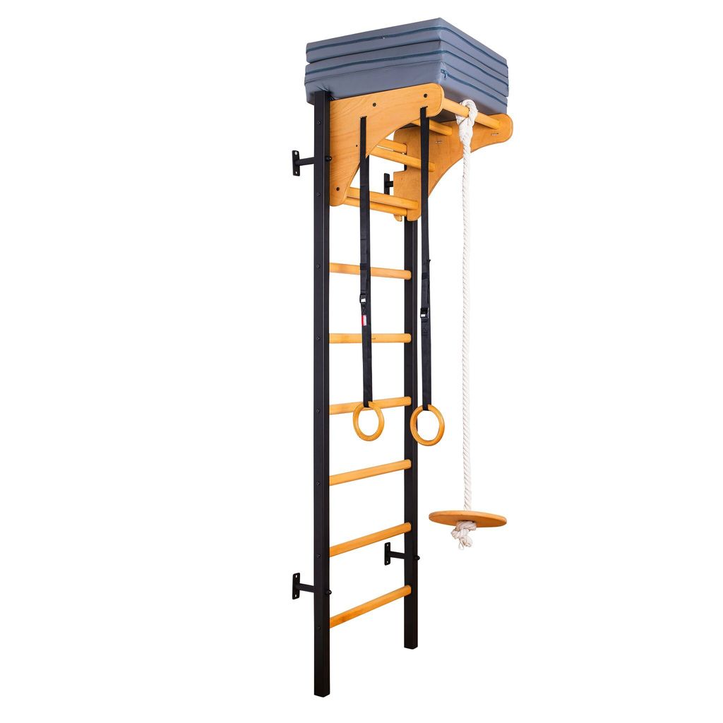 BenchK Sprossenwand Fitness-System "211", inkl. Turnzubehör, 211B + A076, Schwarz