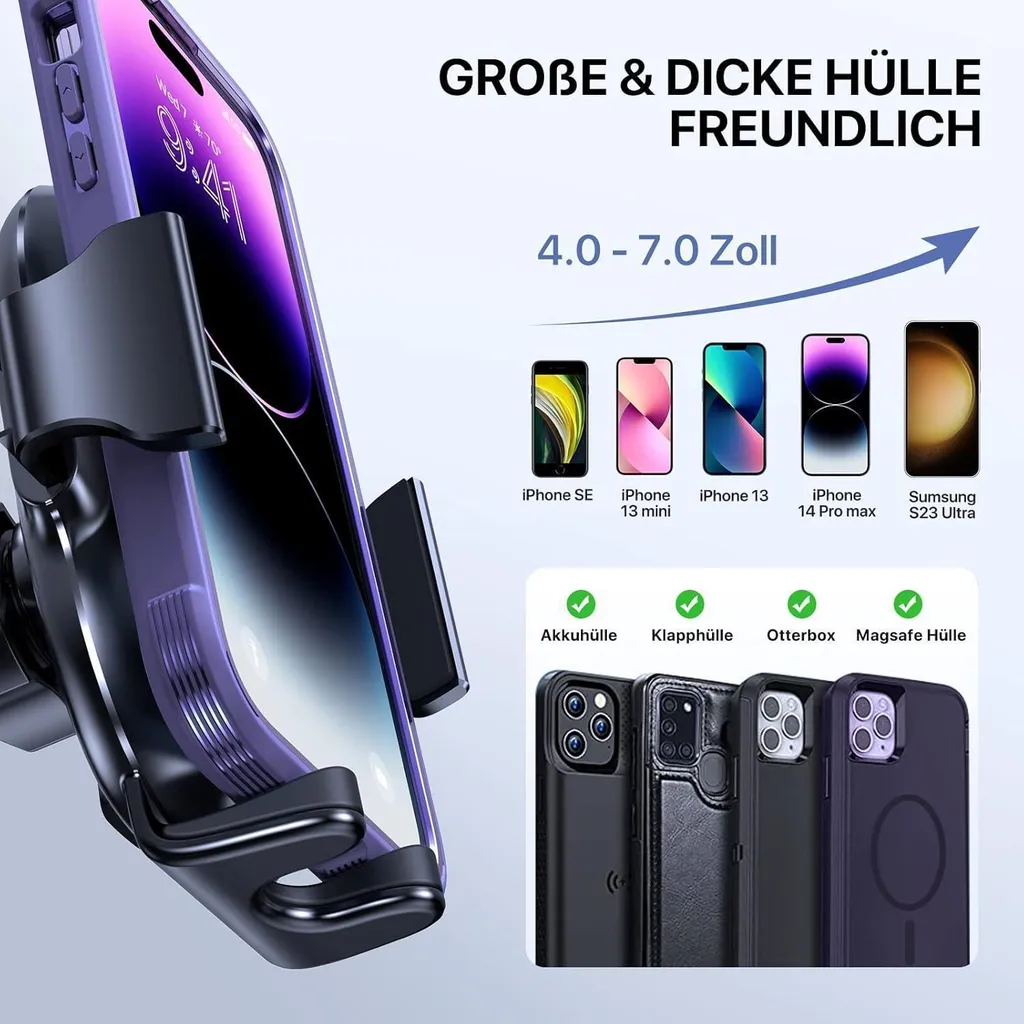 Supporto Smartphone Auto Miracase Grigio - Uso Intensivo iPhone/Samsung - 2
