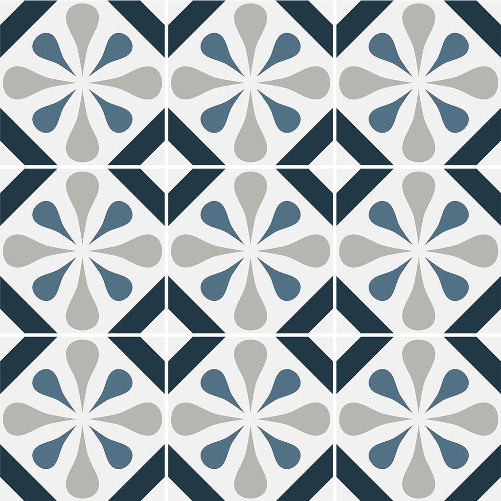 Selbstklebende Fliesenaufkleber für Küche und Bad – 9 Carmina Azulejos Zementfliesenaufkleber – 9 Aufkleber 20 x 20 cm