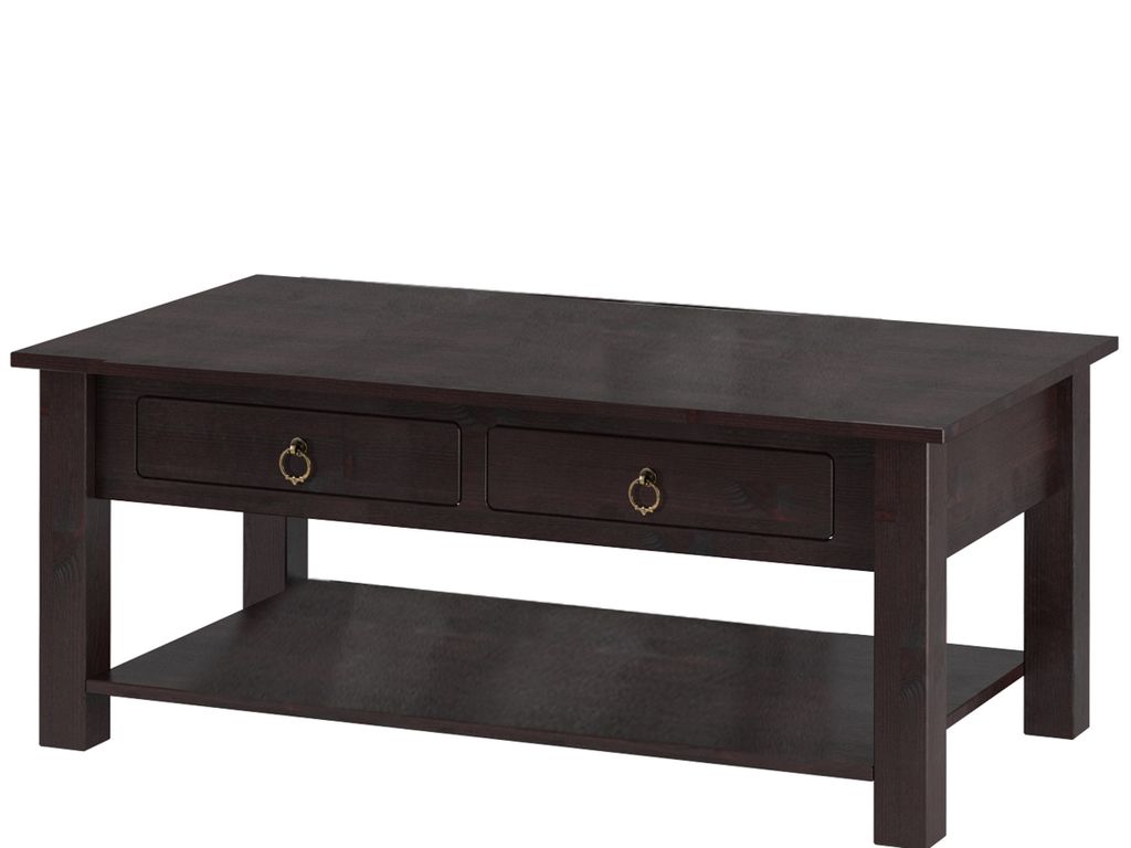 ILONA - Couchtisch mit 2 Schubladen in Kiefer dunkelbraun Produktbild 