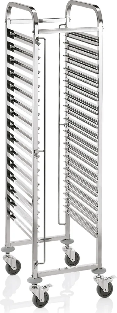 Chariot de transport inox pour plateaux Euronorm WAS Germany 15-30 niveaux