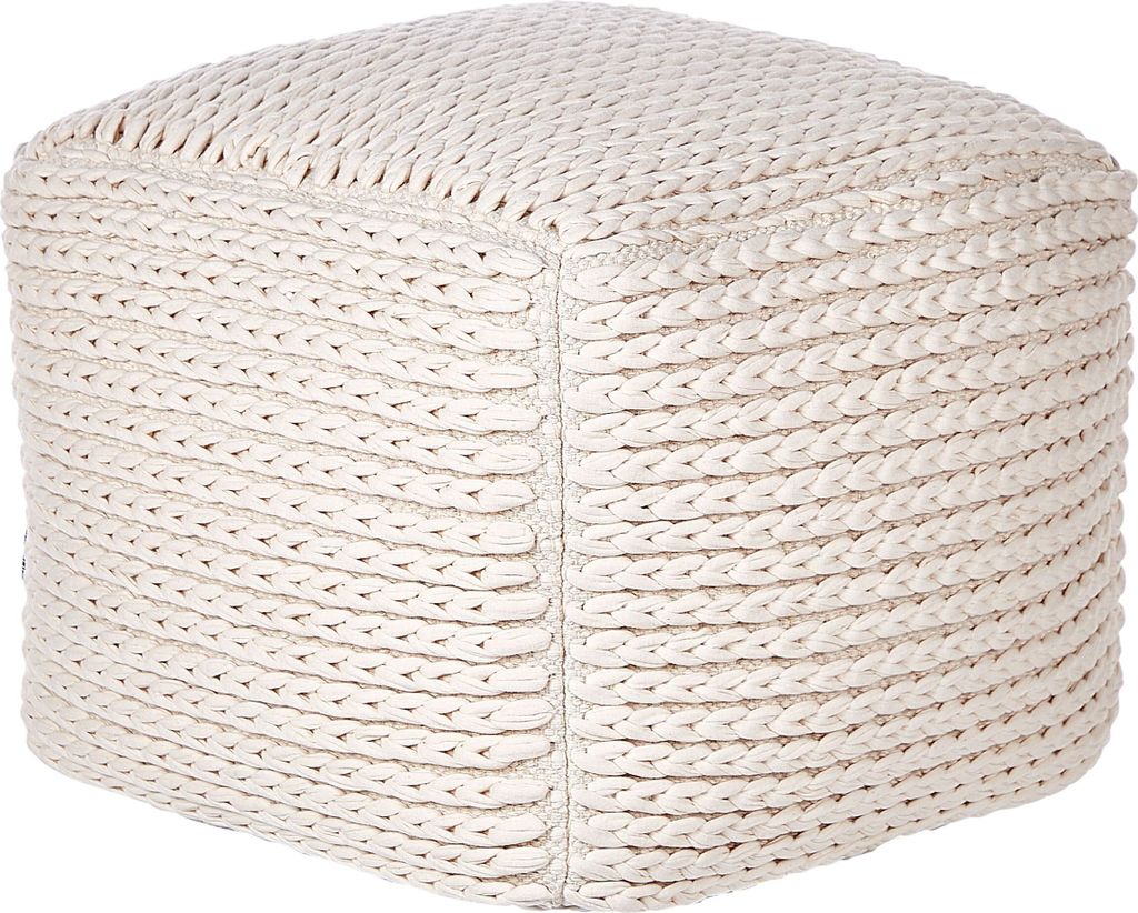 BELIANI Pouf Beige Baumwolle 50 x 50 x 35 cm Mit EPS-Füllung Dicker Stoffbezug Fußhocker Boho
