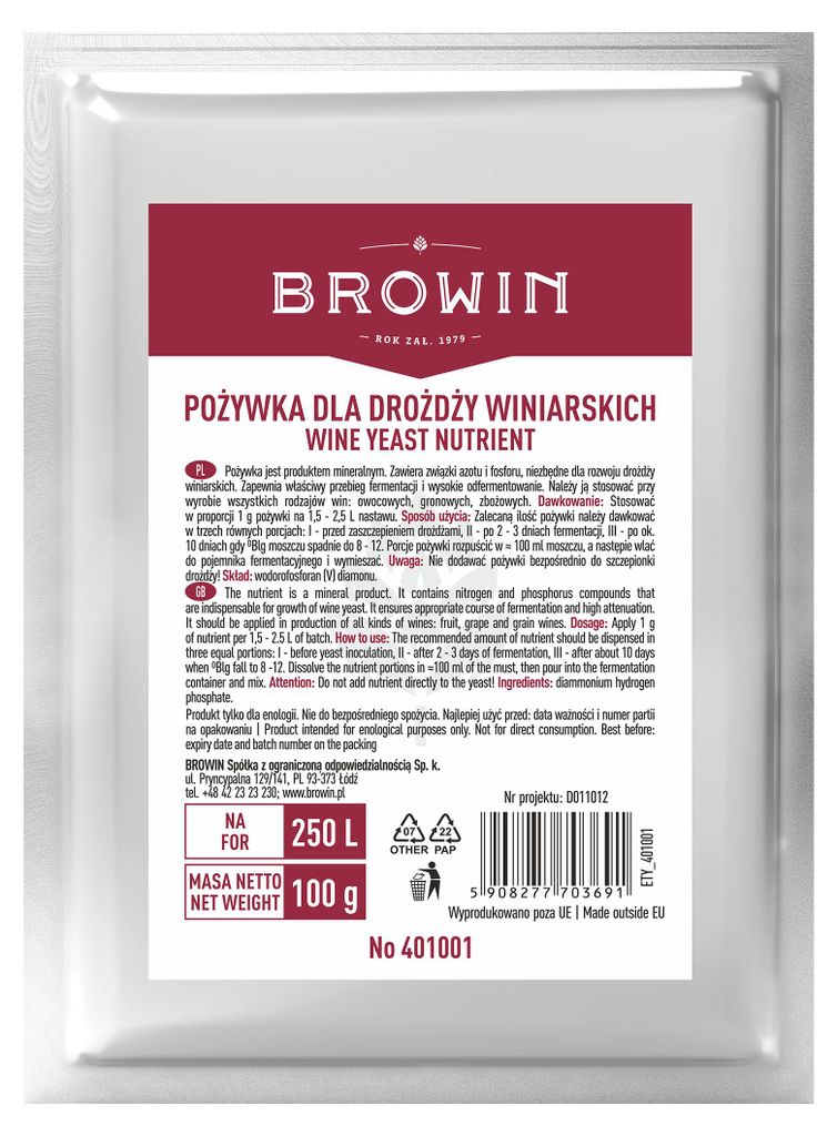 Browin Hefenährsalz für Weinhefe mineralisch 100g Produktbild 