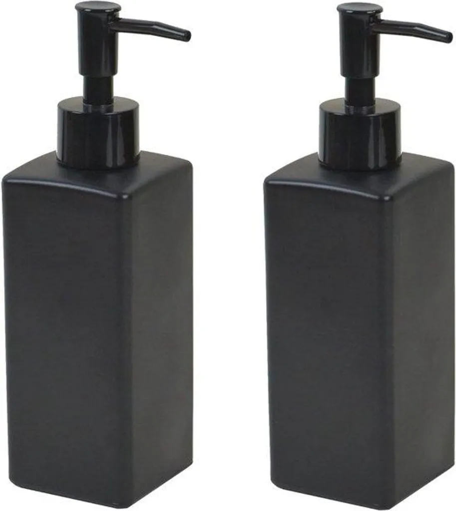 Distributeur savon automatique 350 ml vitrocéramique noir mat, pompe luxe