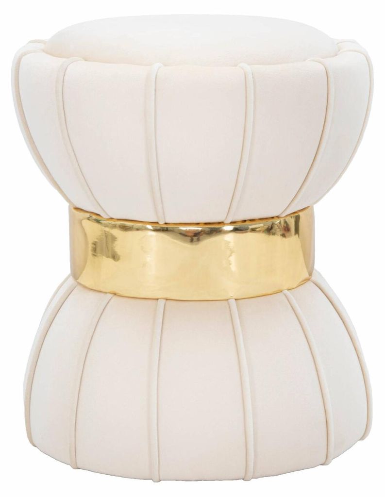 Tabouret Mauro Ferretti Flower Ø 40x44 cm crème et or Image du produit 