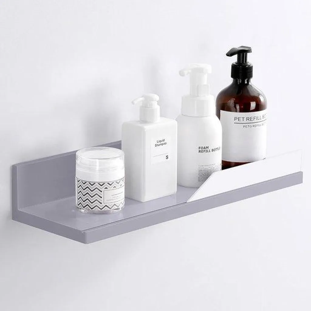 Étagère murale adhésive noire en plastique pour rangement de douche 30cm