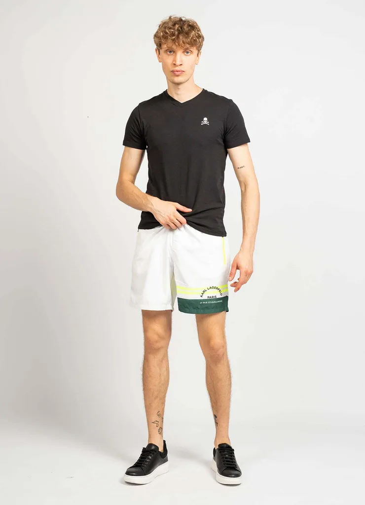 Maillot de bain homme Karl Lagerfeld KL22MBM05 blanc taille S
