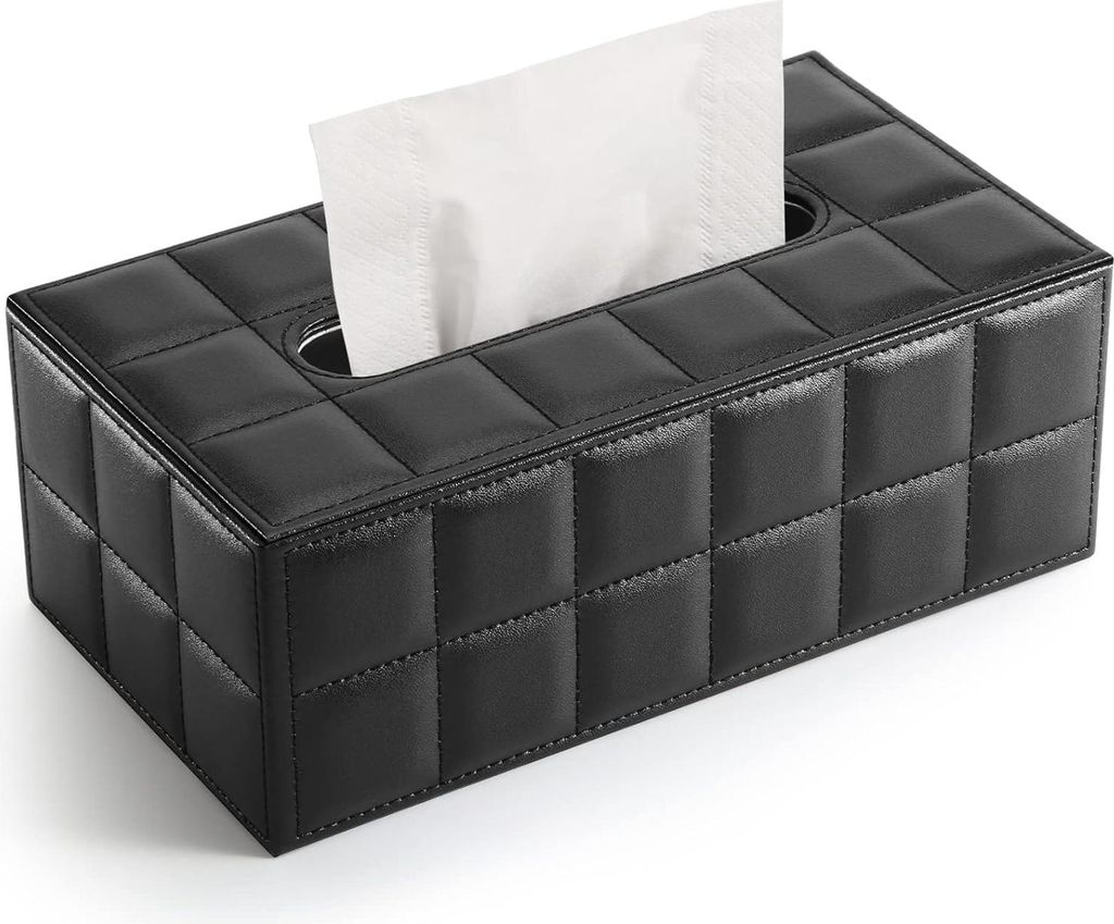 Kosmetiktücherbox Tücher Box aus Leder (Schwarz)