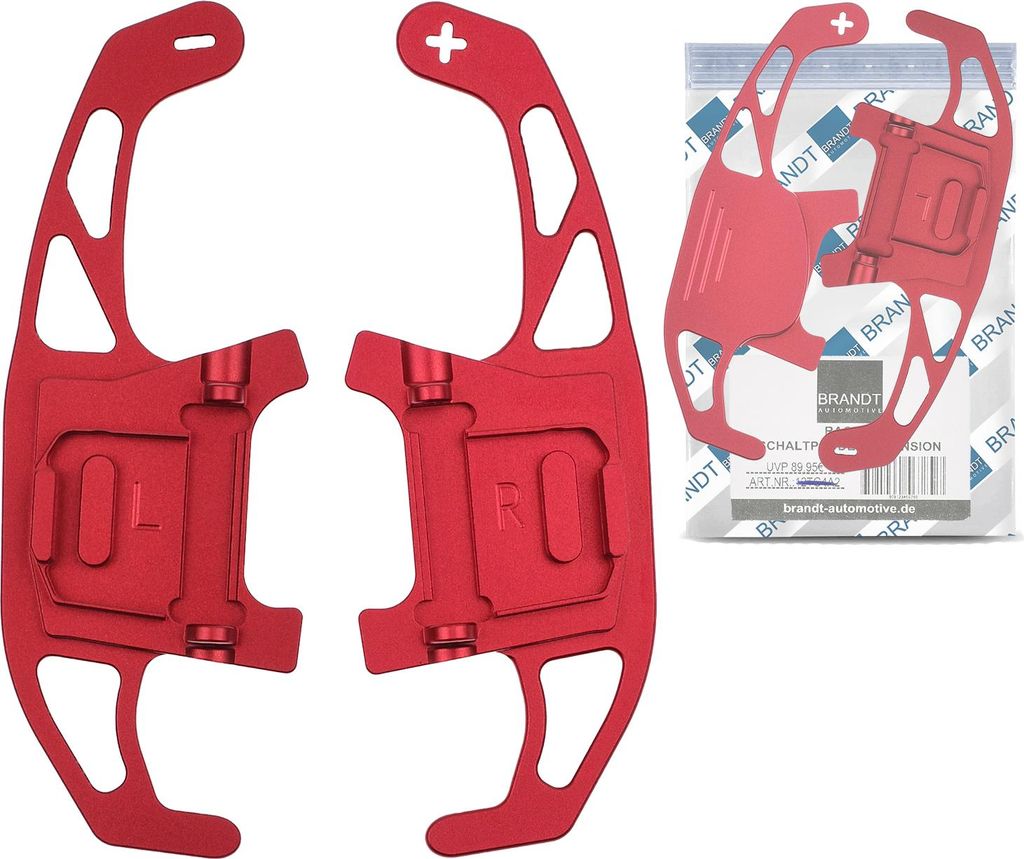 BRANDT Schaltwippen Paddel ALU ROT kompatibel mit VW ARTEON 3H Golf 7 VII AU GTI GTD GTE R-LINE VARIANT PASSAT B8 POLO V VI 5 6 TIGUAN II TOURAN 5T