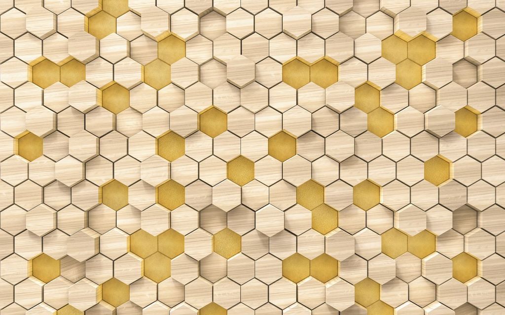 Sanders & Sanders Fototapete Hexagon Beige und Gelb 400 x 250 cm