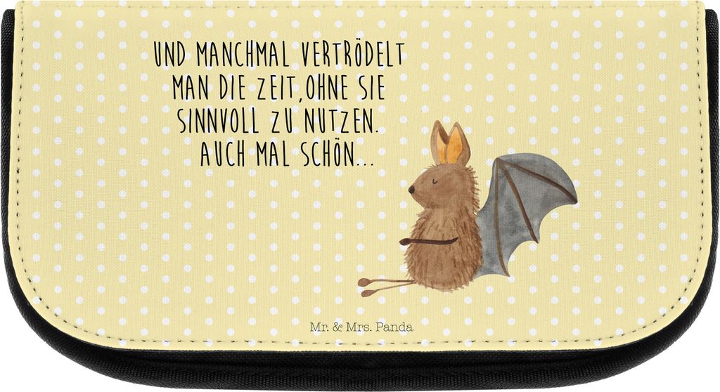 Mr. & Mrs. Panda schminkaufbewahrung Fledermaus Sitzen - Gelb Pastell - Geschenk, Entspannen, Kulturbeutel, Organizer Tasche, Schminktasche, Kultur...