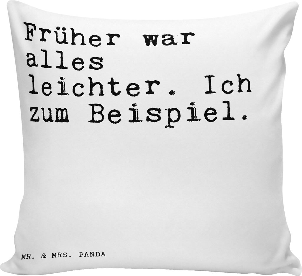 Mr. & Mrs. Panda kuschelkissen 40x40 Früher war alles leichter.... - Weiß - Geschenk, Zitate, Sofakissen, Diät, Sofa Kissen, Couchkissen, Spruch...