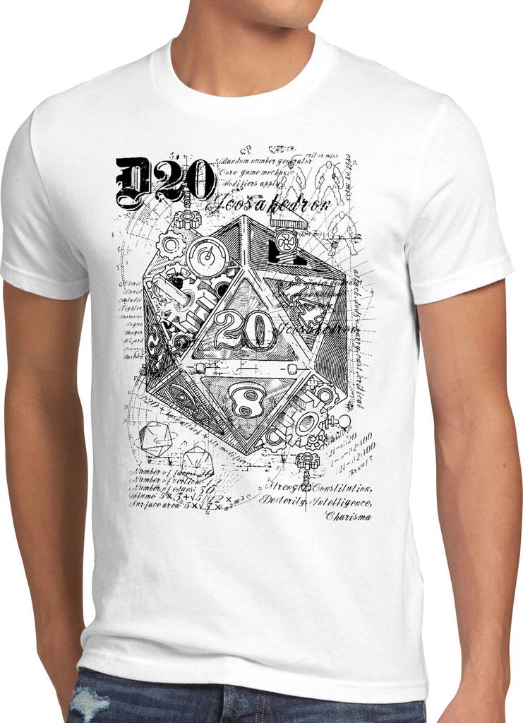 BaumwolleCloud D20 Vinci Herren T-Shirt dragons würfel dungeon