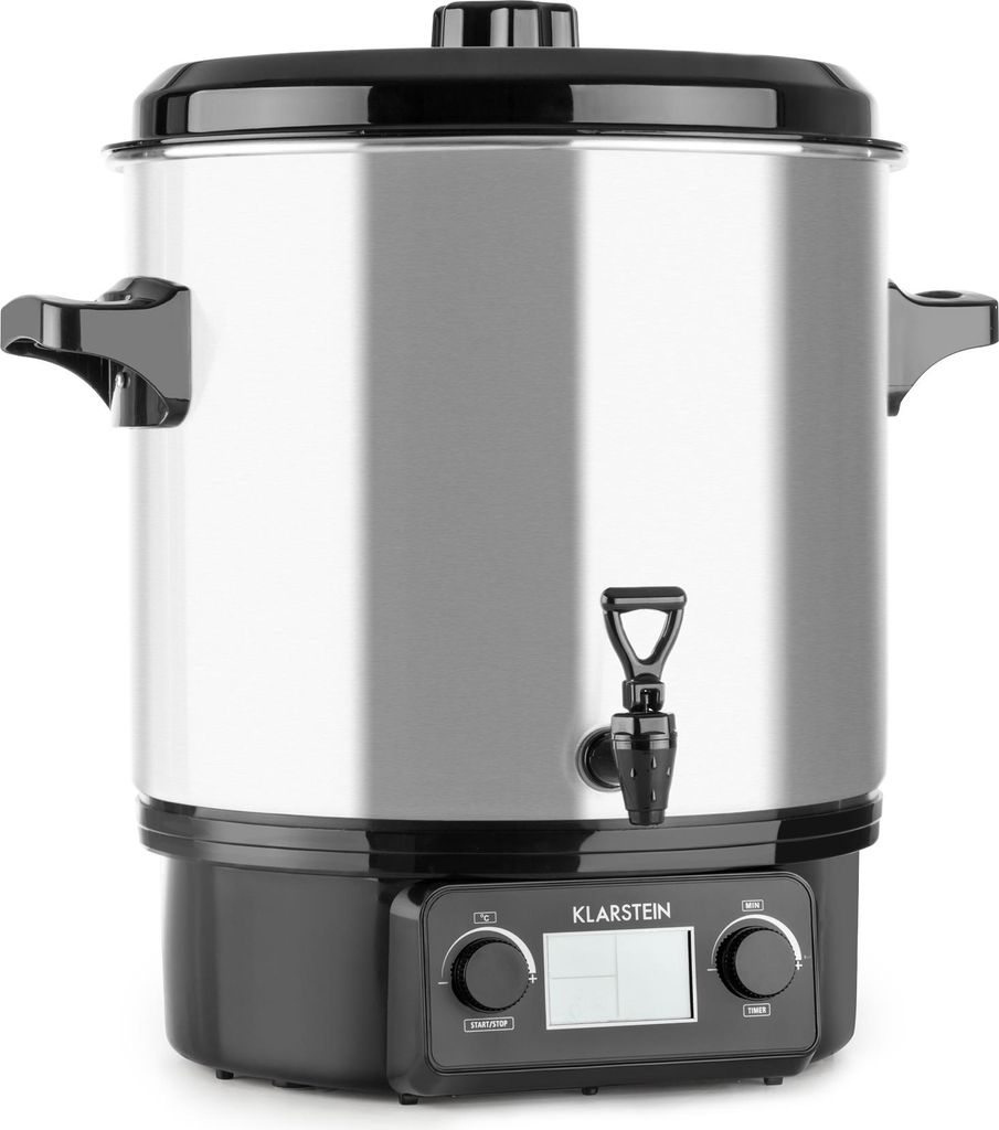 A studio shot of a Klarstein Biggie Digital electric preserving pot.