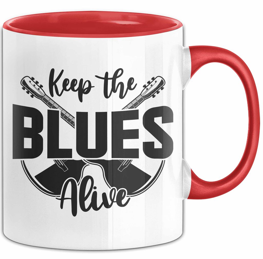 Jazz Tasse Geschenk Keep The Blues Alive Musik Becher (Rot)