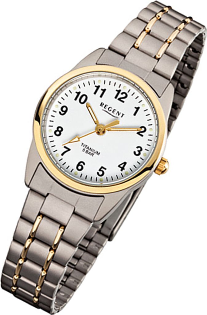 Regent Armbanduhr grau silber gold F-428 Damen Produktbild 