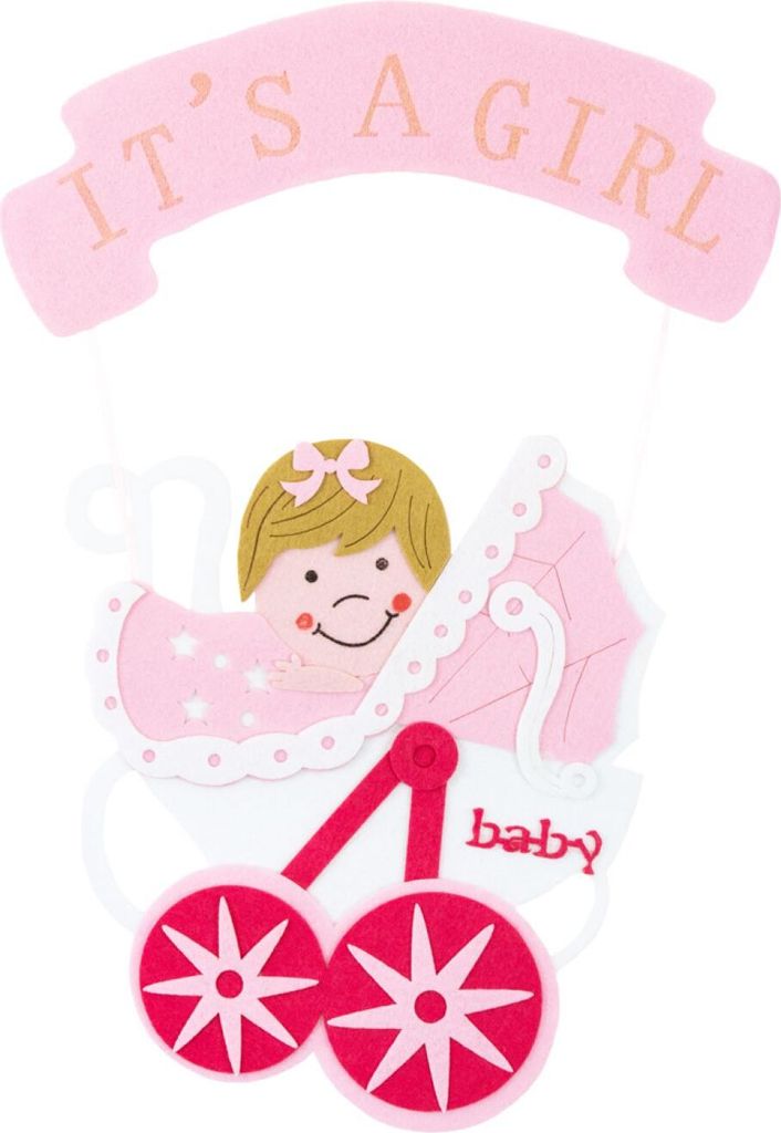 Baby Shower Party Dekoration - Wandbild It ́s a girl - 54 x 32 cm Rosa
