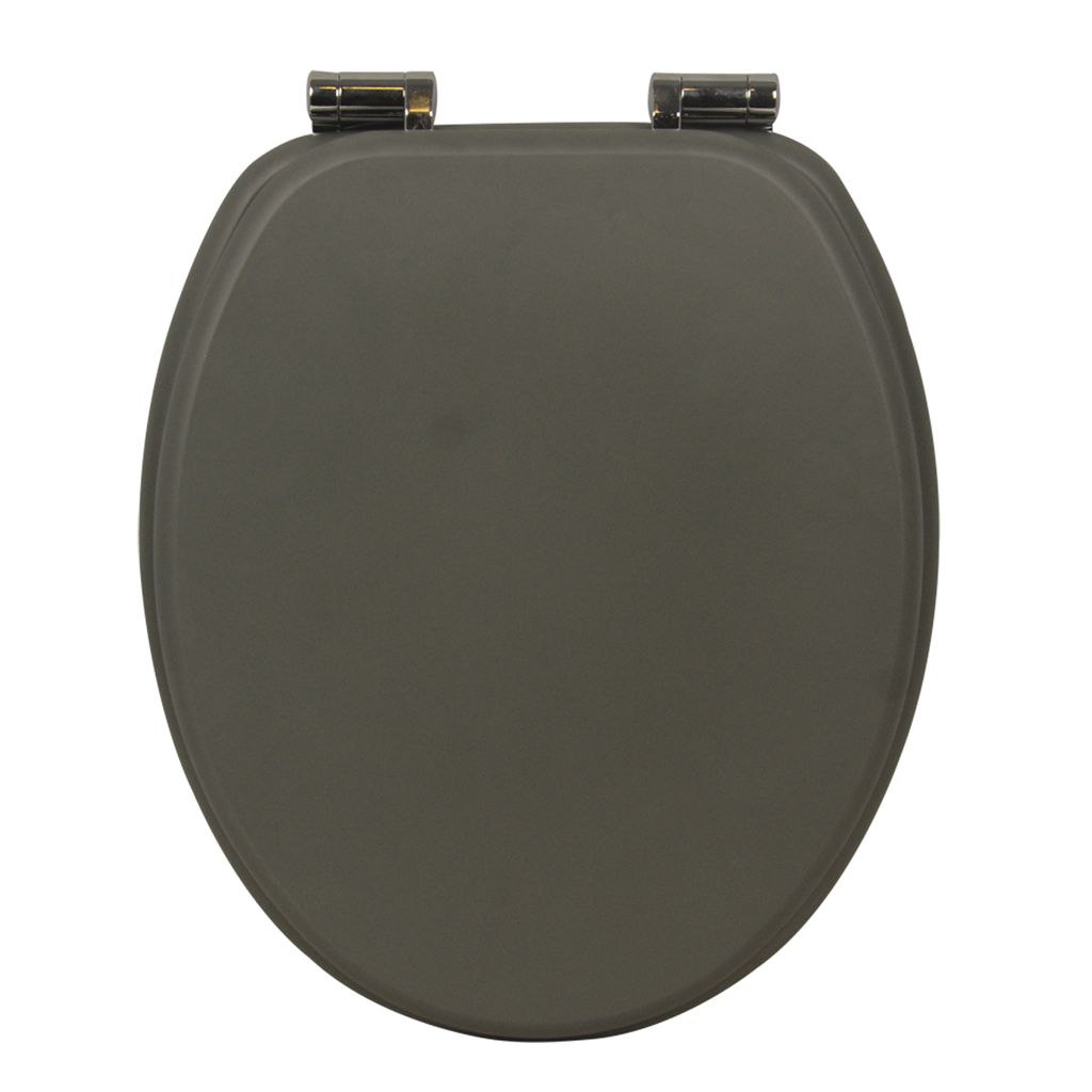 Style home Toilettendeckel WC-Sitz mit Absenkautomatik Holzkern Klobrille und Klodeckel mit Softclose-Mechanismus, O Form Toilet Seat, Dark Gray