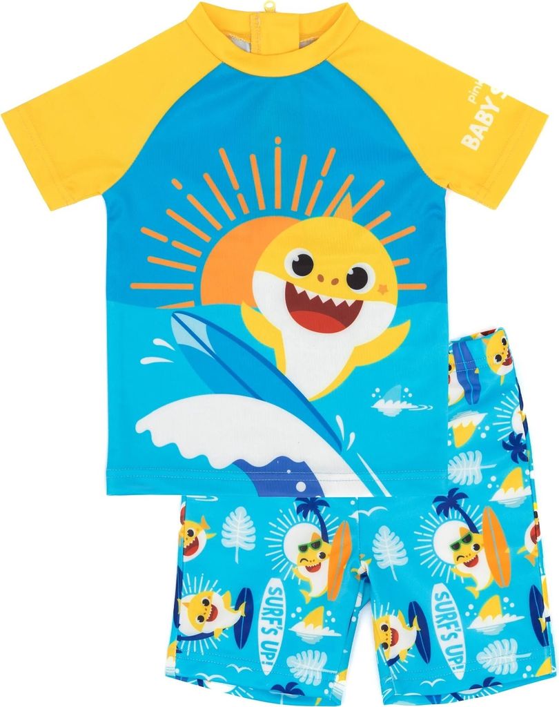Baby Shark - "Surf ́s Up!" Zweiteiliger Badeanzug für Jungen NS7147 (104) (Blau/Gelb)