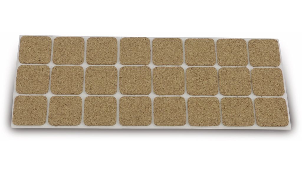 MASTERPROOF PROFESSIONAL Möbelgleiter 28 x 28 mm, Kork, selbstklebend 24 Stück