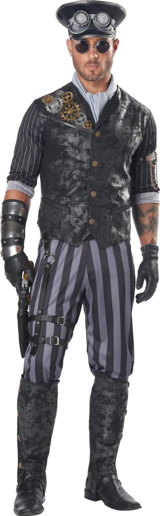 Steampunk-Kapitän-Kostüm für Herren Faschingskostüm grau - Produktbild 