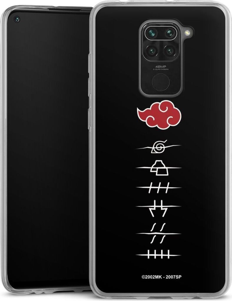 DeinDesign Slim Hülle für Xiaomi Redmi Note 9 Silikon Case Ultra Dünn Handyhülle Naruto Shippuden Offizielles Lizenzprodukt Akatsuki