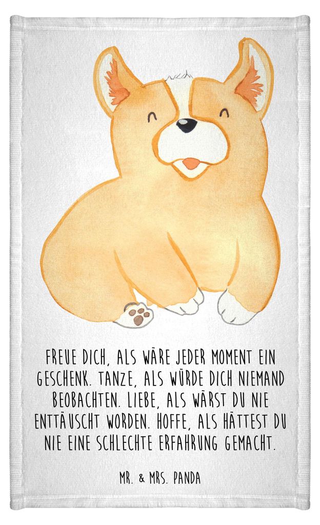 Mr. & Mrs. Panda Handtuch Corgie - Weiß - Geschenk, Gäste-WC, Sprüche, Frotteehandtuch, Klein, Corgi, Lebensfroh, Kleines, Hund, Spruch, Gästetuch