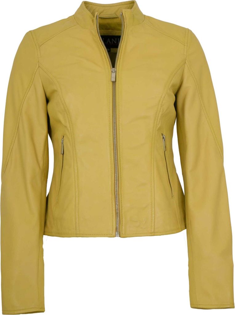 Jilani - Damen Lederjacke Lammnappa lemon : 36