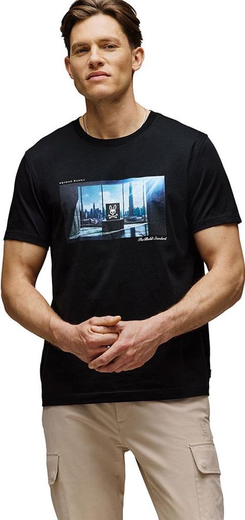 Psycho Bunny Neil Photo Real B6u388e200 T-shirt Schwarz S Herren Schwarz S