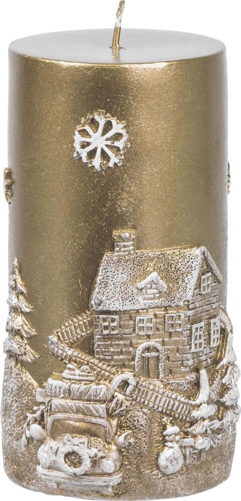 Kerze MagicHome Weihnachten, 7x12,5 cm, golden, mit Produktbild 