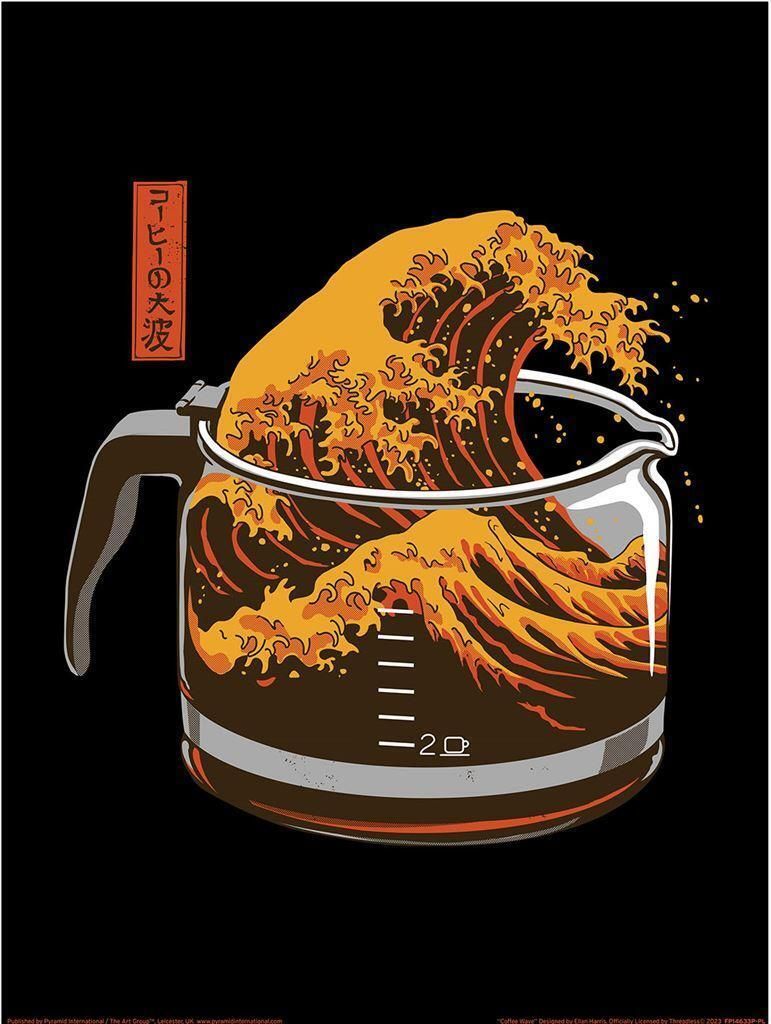 Ellan Harris - bedruckt "Coffee Wave" PM8419 (40 cm x 30 cm x 0,2 cm) (Braun/Gelb)