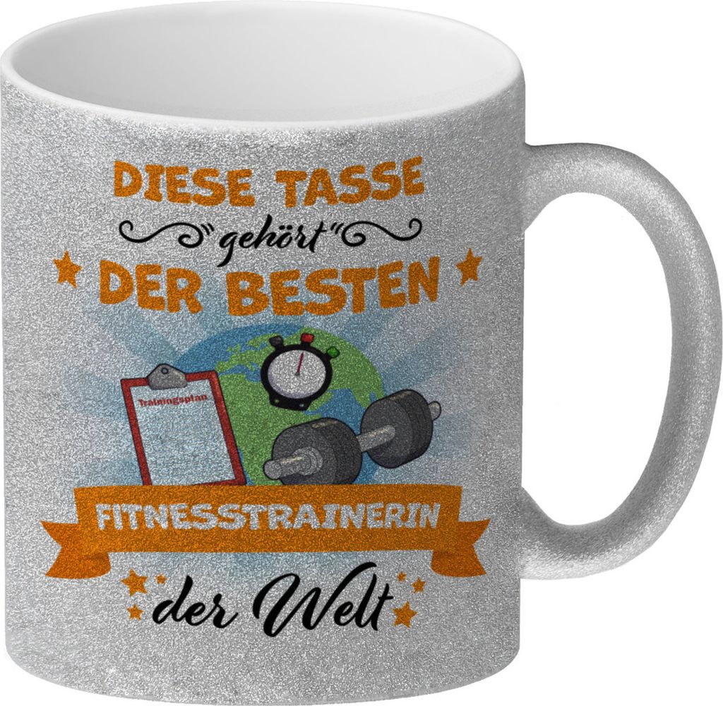 Beste Fitnesstrainerin der Welt Glitzer-Kaffeebecher