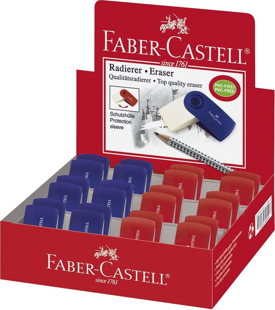 Faber-Castell 182411 Radierer SLEEVE mini, Farbe: brombeer / blau sortiert