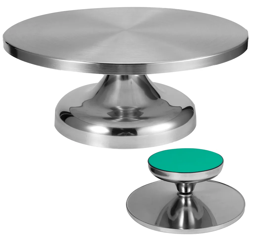 Support à gâteaux pivotant en acier inoxydable 304 de 30 cm robuste - 4